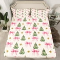 thumbnail image 2 of jejeloiu Cute Bowtie Ribbon Twin Sheet Sets,Chic Xmas Tree Twin Fitted Sheet,Happy New Year Flat Sheet For Girl,Luxury Bedroom Decor,3pcs, 2 of 7