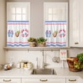 thumbnail image 4 of Kitchen Window Curtains Valance and Tier Set, Summer Swimming Ring Slippers Coconut Rod Pocket Tier Curtain Valance Set, Blue Pink Stripes Light Filtering Cafe Curtains for Bedroom Living Room, 4 of 9