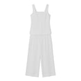 thumbnail image 6 of Zynoxe Linen Sets for Women Two Piece Summer Square Neck Button Top Wide Leg Pants Matching Sets Business Casual Outfits for WomenWhiteS, 6 of 7