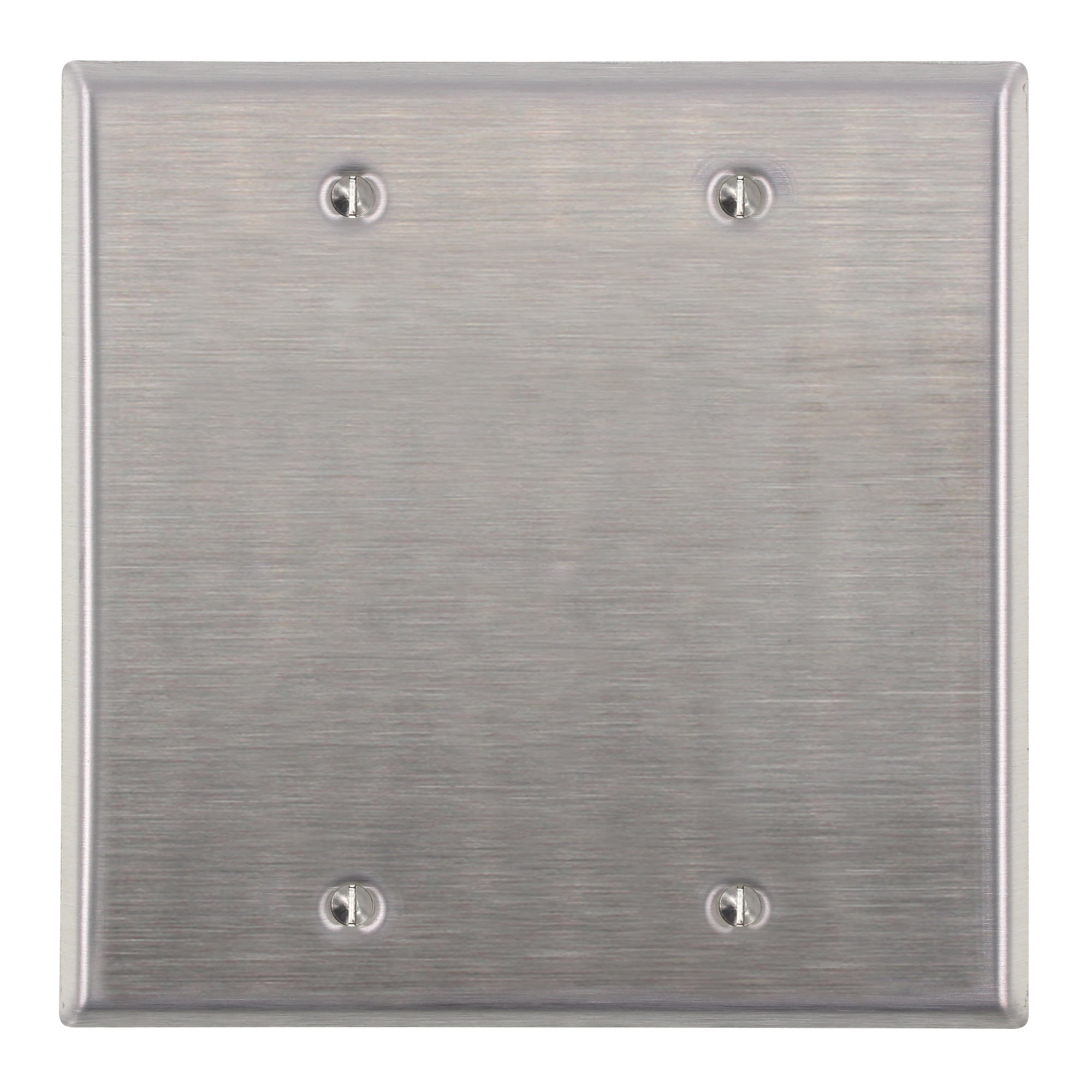 2-Gang No-Device BLANK Wallplate Standard Size Box Mount • Stainless Steel.