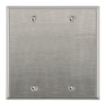 Leviton 84025-40 2-Gang No Device Blank Wallplate, Standard Size, Box Mount, Stainless Steel