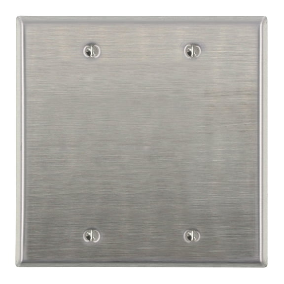 Leviton 84025-40 2-Gang No Device Blank Wallplate, Standard Size, Box Mount, Stainless Steel