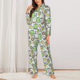 thumbnail image 2 of Salouo Frog With Sweet Pattern Women's Pajamas Set Long Sleeve Button Down Sleepwear Soft Pj Lounge Sets for women 2 Piece Pjs Set with Long Pants-Large, 2 of 7