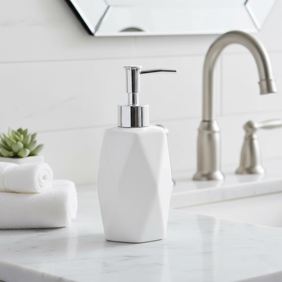 Evideco French Home Goods Diamond White Lotion Soap Dispenser Only Chic Mission 11 oz Commercial Soap & Lotion Dispensers