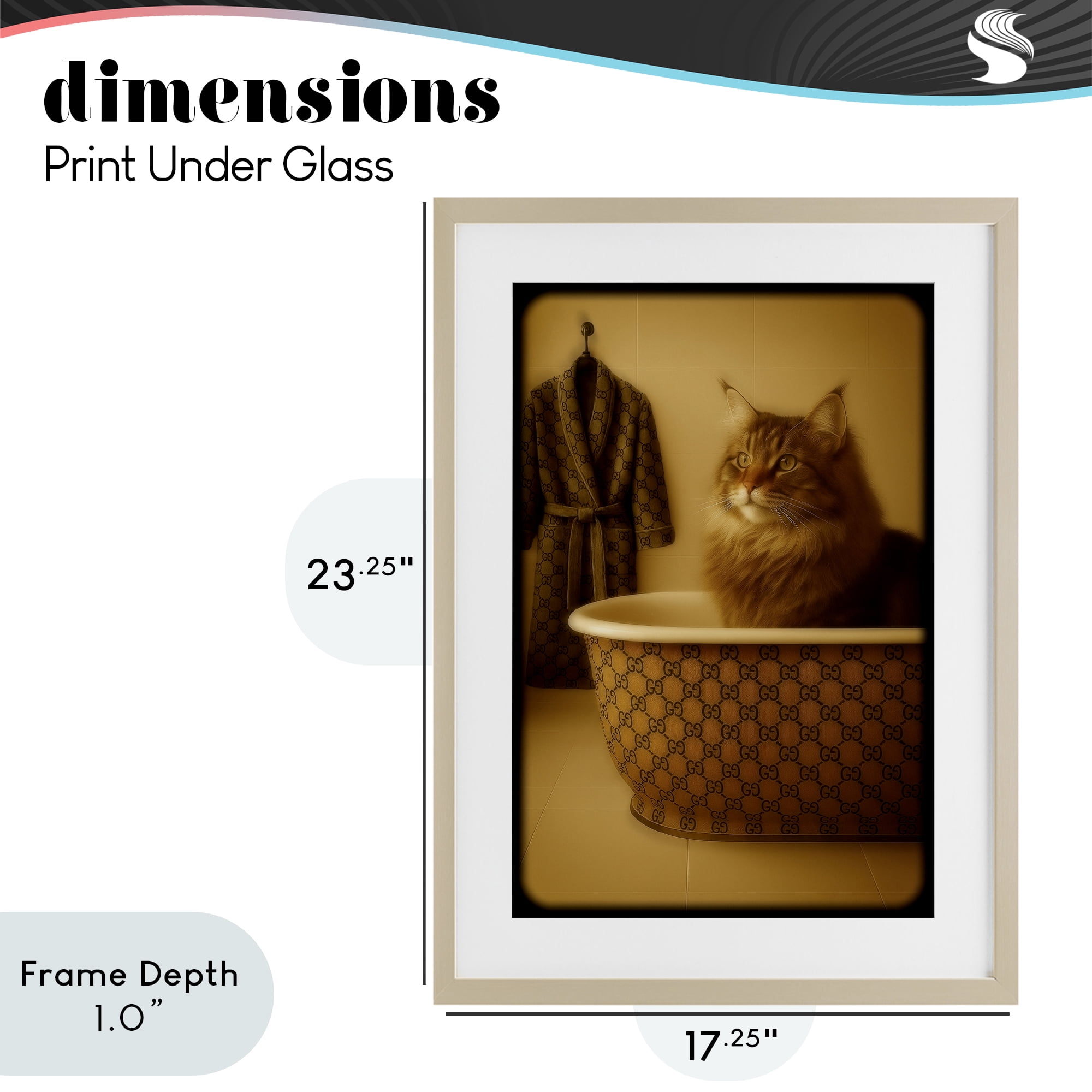 Stupell Industries Couture Main Coon in Luxury Tub Birch Framed Print Under Glass, design by Grotto Studios