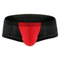 thumbnail image 2 of HUPOM Mens Underwear Boxer Briefs Male Thongs Low waist Drop Waist Solid Boxer Briefs Red L, 2 of 5