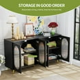 thumbnail image 4 of 60" Buffet Cabinet with Storage, Modern Accent Sideboard Credenza with 4 Acrylic Doors and Adjustable Shelves, Wood Coffee Bar Table for Dining Room, Black, 4 of 6