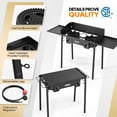 thumbnail image 3 of VINGLI 2 Burner Outdoor Propane Gas Stove with Windpanel & Side Shelves & Bag, 150,000 BTU High Pressure Stand Cooker with Regulator for Backyard Camping Home Cooking Brewing Canning Turkey Frying, 3 of 9
