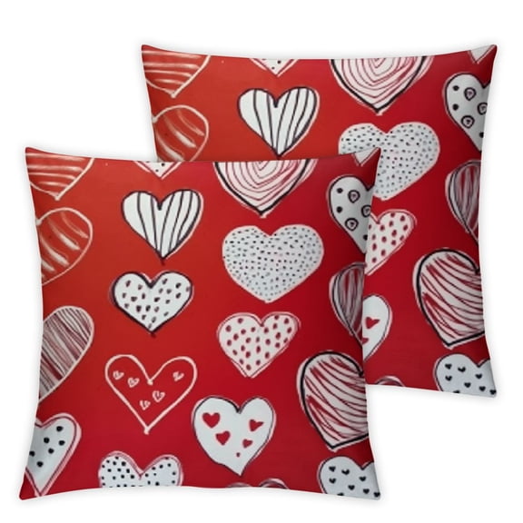 BANET 2 Pack Waterproof Outdoor s Day Pillow Covers White Red Heart Throw Pillow Cases Farmhouse Decorations Cushion Cover Double Sided 12x12in