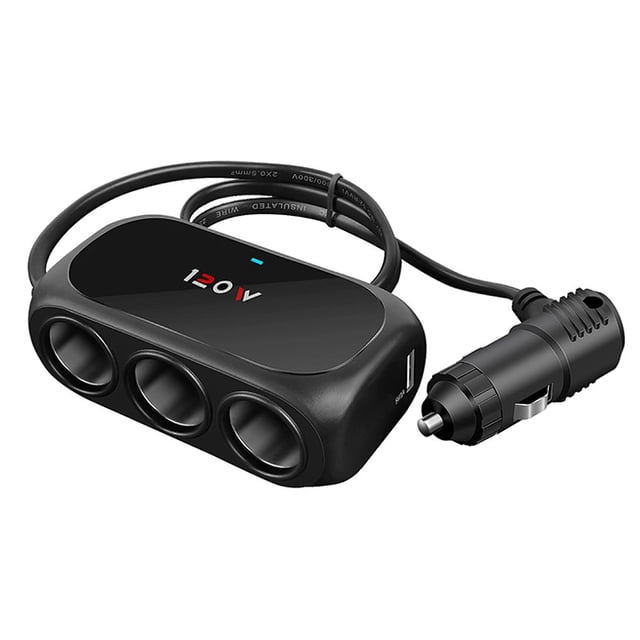 Adaptador De Encendedor De Cigarrillos De 120W Cc 12/24V Con Usb Dual 2.1A/1A 3 Puertos De Encendedor De Cigarrillos Cargador De Coche Divisor De Energía Para Automóvil Camión Advancent VI009251-01