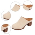 thumbnail image 5 of Rokment Womens Platform Chunky Block High Heels Clogs & Mules Dressy Sandals for Ladies 2026 Summer Fashion Casual Leather Closed Toe Dress Slip on Slides A Size 6, 5 of 8
