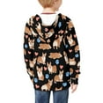 thumbnail image 3 of Xoenoiee Corgi Print Kids Zip Up Hoodie for Girls Boys 8-10 Years Fall Outfits Hooded Jacket with Pocket Teens Youth Athletic Hoodies Long Sleeve Casual Coat Top, 3 of 7