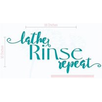 Bathroom Wall Décor Art - Lather Rinse Repeat – Wall Decal Vinyl Lettering Stickers 23x10-Inch Teal