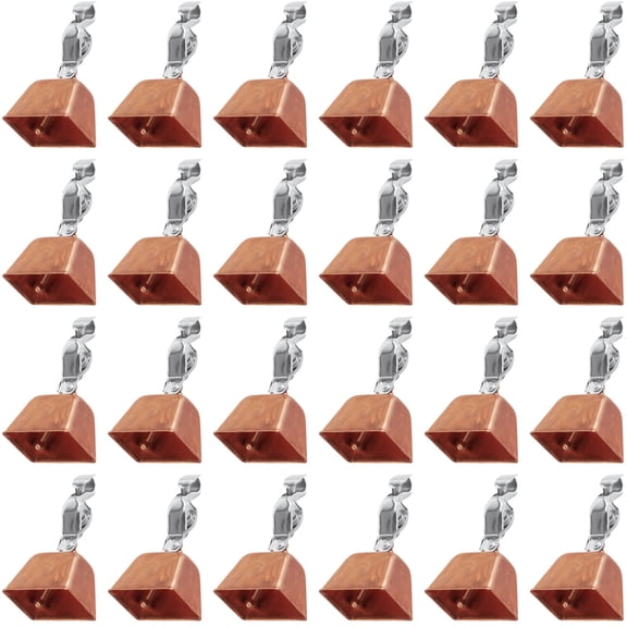 24 PCS Fishing Alert Bells, Metal Clamp Clip Fishing Bell, Rod Tip Bite Alarms for Catfish and Bait Fishing, Copper Tone Square Bell with Strong Spring Clamp, 1 x 1.3 x 2.6 in