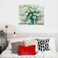 thumbnail image 5 of Nawypu  Country Style Canvas Wall Art Teal Blue Mason Bottle White Flower Rustic Wall Decor Art Hanging in The Bedroom Bathroom Living Room Dining Room Office Fireplace Kitchen Murals Decor, 5 of 5