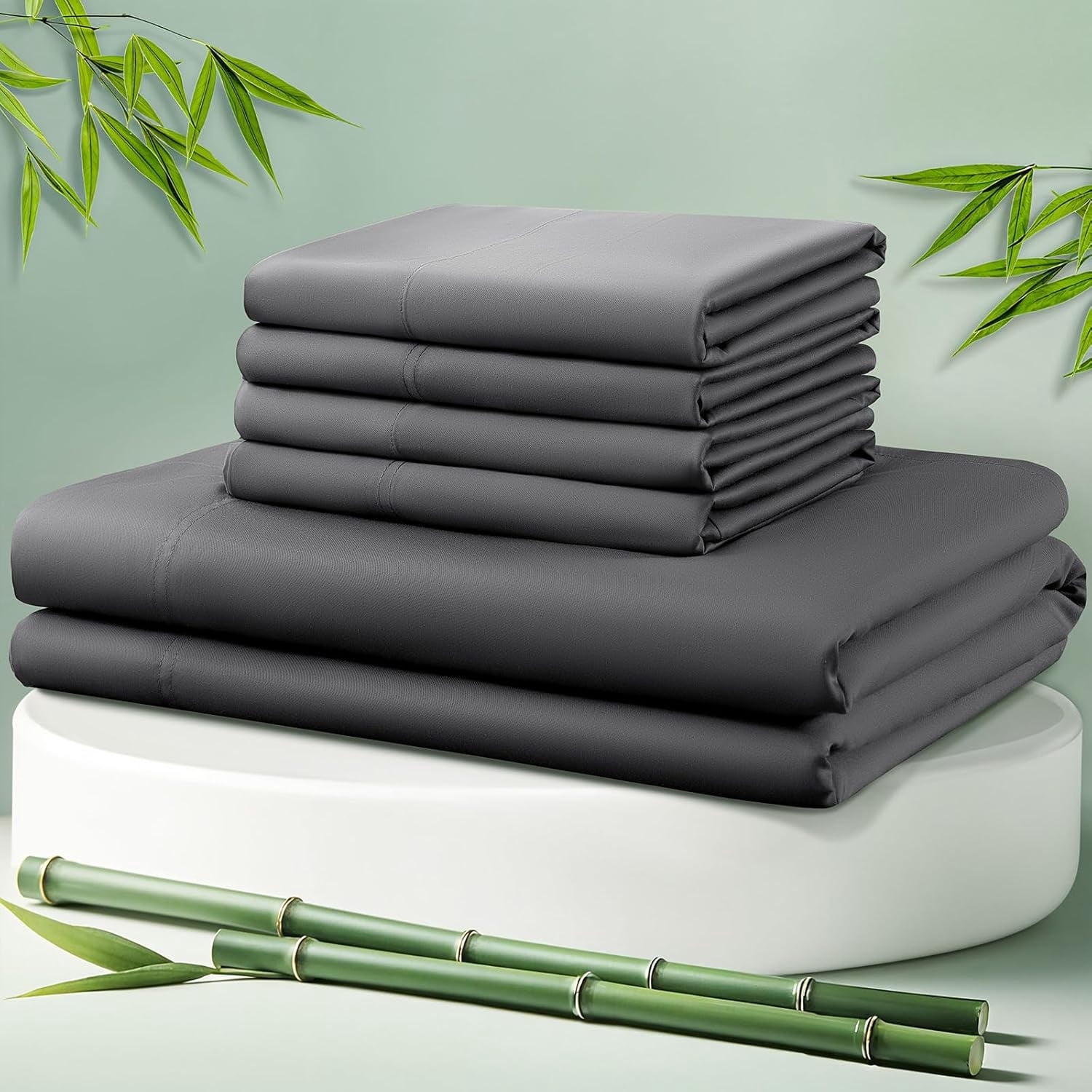 Cooling Bed Sheet 100% Viscose Derived from Bamboo Sheet Set 4 Piece Queen Size,Fit Up to 16" Deep Mattress, 1800 TC Sheet Super Soft Silky Smooth,Breathable Cool Bedding (Queen Olive Green)