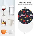 thumbnail image 5 of Leather Coasters with Heat-resistant for Drinks, Yellow Pink Carnations Flowers -标题2 Round Shape, 5 of 5