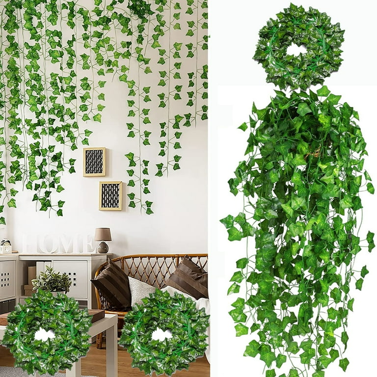 Artificial Ivy Vine Hanging Garland Flower Family Kitchen Garden Office  Wedding Wall Decoration, Green.