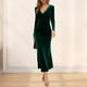 thumbnail image 3 of Vestido de manga larga para mujer Vestido de cóctel fruncido de sirena ajustado Ygjytge Verde oscuro T XL para Mujer, 3 of 5