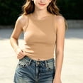 thumbnail image 4 of Mifsaly Girls Ribbed Crop Tank Tops Kids Crewneck Sleeveless Summer Camisole Shirts Soft Stretch Slim Fit Activewear Tee, 4 of 7