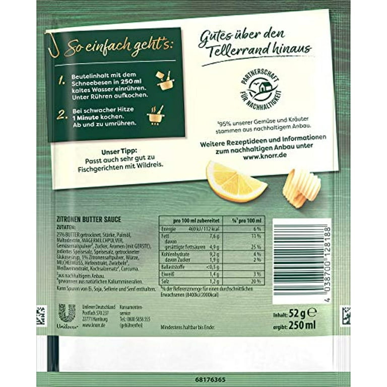 Feinschmecker Zitronen 250 Ml Butter Sauce Knorr
