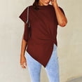 thumbnail image 4 of Blusa irregular sólida de manga corta con cuello redondo a la moda para mujer Fridja hjk4013, 4 of 6
