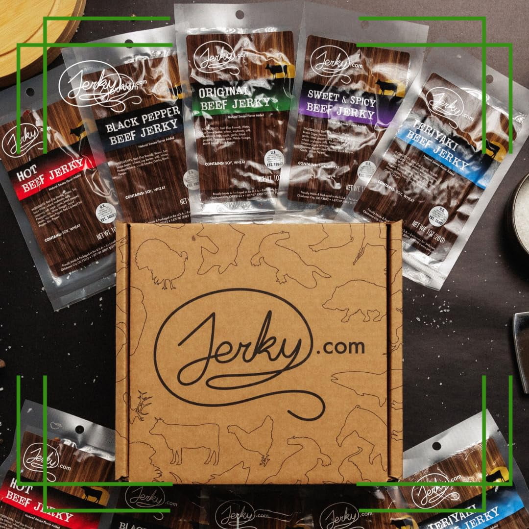 Beef Jerky Gift Box for Men - 21 Pieces of Beef Jerky & Beef Meat Sticks Gift Set - Unique Gift for Men