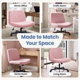 thumbnail image 3 of CELTOSS Criss Cross Legged Home Office Chair, Fabric Armless Swivel Task Computer Chair with Wheels, Wide Seat, Vanity Chair, Comfy Chair, Pink, 3 of 15