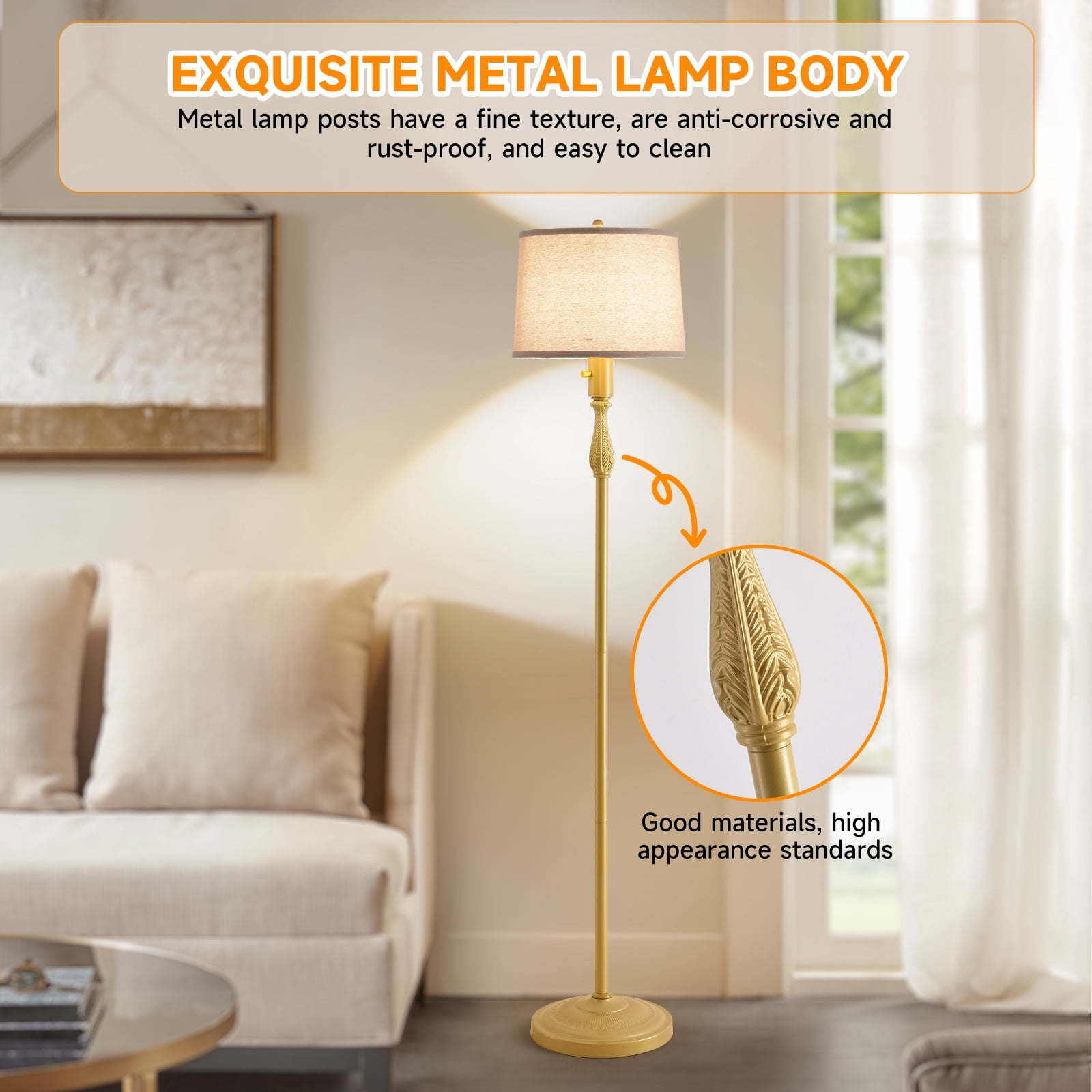 Floor Lamp for Living Room,Bedroom,Gold Dimmable Standing Lamp  Mid Century Modern Brass Tall Lamp Boho Vintage Retro Floor Lamps Arc  Flower Floor Light Lamp Bohemian