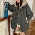 thumbnail image 4 of FRSASU Womens Winter Large Size Coat Solid Color Warm Zipper with Pockets Long Sleeve Hooded Casual Cotton Jacket Comfortable Top Army Green, 4 of 6