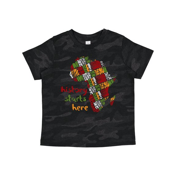 Inktastic Black History Month History Starts Here African Fabric Print Boys or Girls Toddler T-Shirt