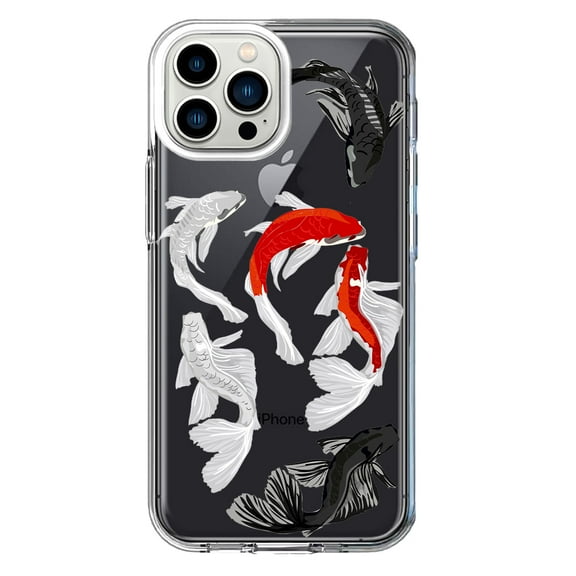 Mundaze - Case for Apple iPhone 15 Pro Max Slim Shockproof Hard Shell Soft TPU Heavy Duty Protective Phone Cover - Koi Fish