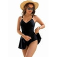 thumbnail image 3 of Womens Swimsuit Tummy Control Bathing Suit Gold Metal Tie Knot 2025 Swim Dress Black L, 3 of 6