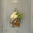 thumbnail image 4 of Zzxfth Front Door Basket Hanging Basket For Front Door Door Hanging Basket Wildflower Hanging Basket Wreath Fabric Door Decor With Rattan Design & Faux Linen Bow All Season Front Porch Decor For Home, 4 of 9