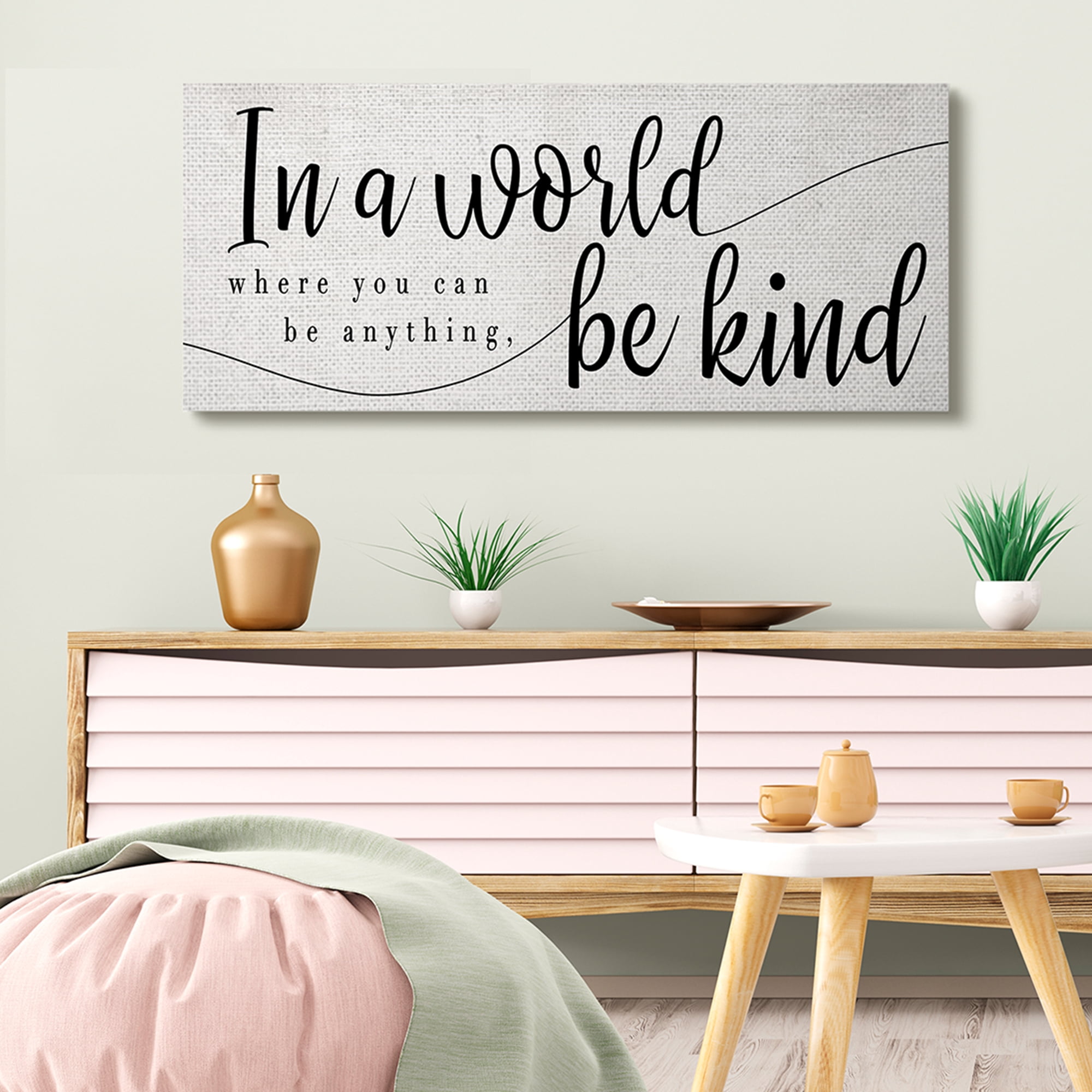 Stupell Industries Be Anything, Be Kind Phrase Whimsical Country Typography Canvas Wall Art, 20 x 48, Design by Daphne Polselli