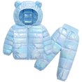 thumbnail image 2 of 2-3 Years Toddler Baby Girl Outfits Long Sleeve Print Sweatshirt and Pants Two Piece Set Fall Winter School Gift Set for Girls,Sky Blue Outfit, 2 of 7