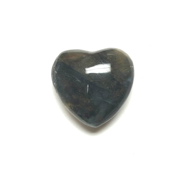 Zentron Crystal Collection: Labradorite 30MM All Natural Polished Pocket Gemstone Crystal Puff Heart and Velvet Pouch