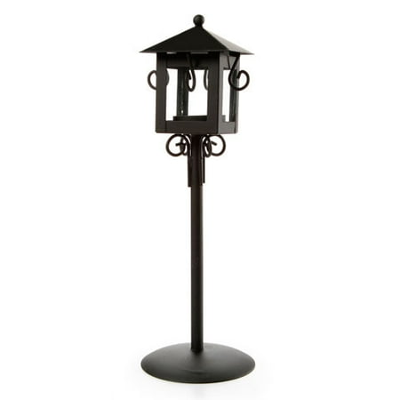 - Candle Holder - Lantern with Stand - Metal - Black - 3.54 x 3.54 x 11.6 inches