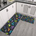 thumbnail image 2 of DarkBlue Dinosaurs Words Pattern Kitchen Rugs Sets Of 2,Anti Fatigue Kitchen Mat Rugs Non Slip Washable,Decorative Kitchen Floor Mats for Kitchen,Sink,Laundry,17"x30"+17"x47", 2 of 7