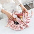 thumbnail image 2 of Portable Drawstring Cosmetic Bag Pink Lazy Travel Cosmetic Bag Large Makeup Bag with Cute Bunny Ears for Kids Women Girls, 2 of 5