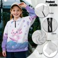thumbnail image 7 of Xoenoiee Axolotl Bubble Palm Tree Print Girls' 1/4 Zipper Sweatshirts Casual Oversized Long Sleeve Pullover Tops Cute Half Zipper Hoodie Sweater, Size 7-8 Years, 7 of 7