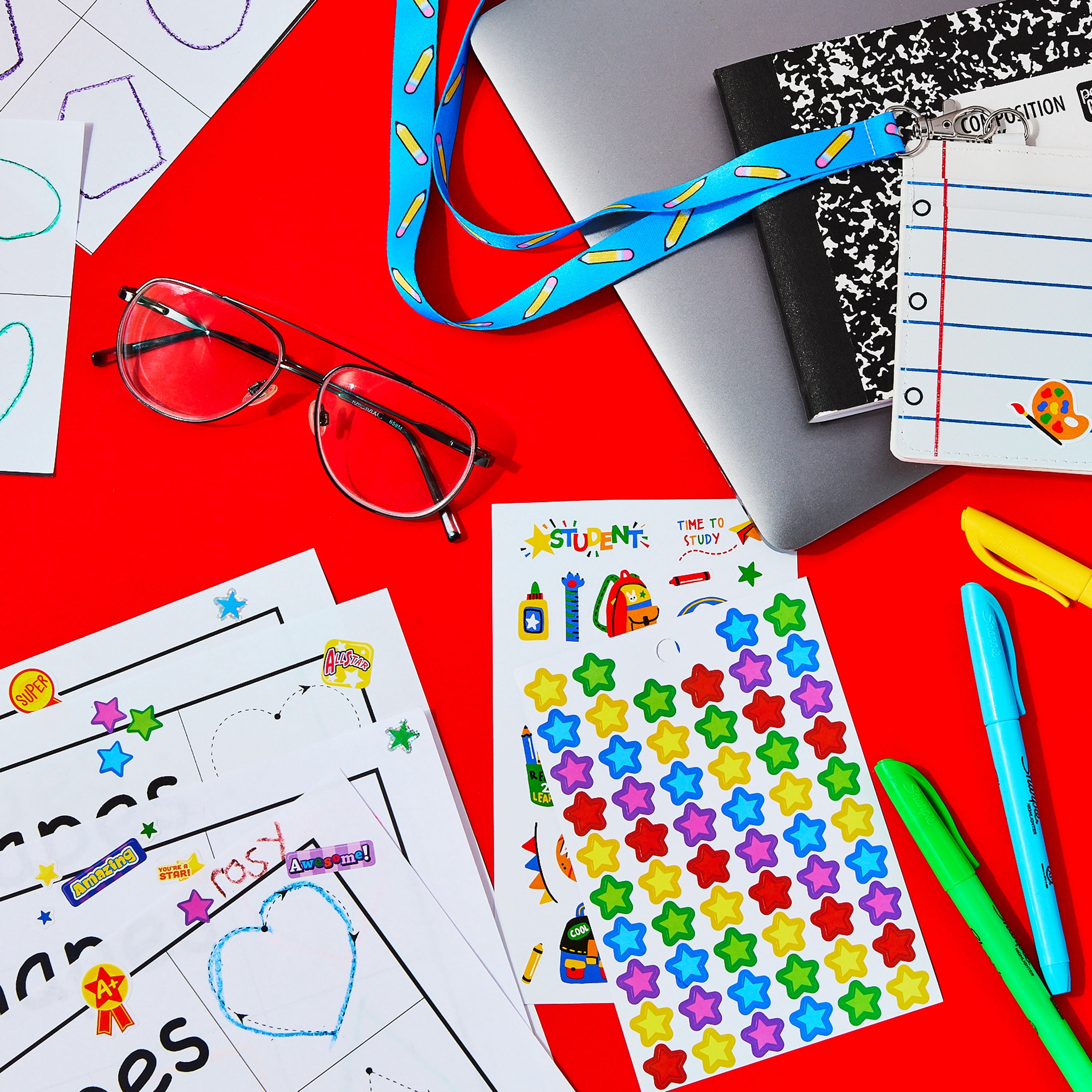 Hello Hobby Teacher Reward Themed Stickers, Multicolor, School Icons, 44 Count