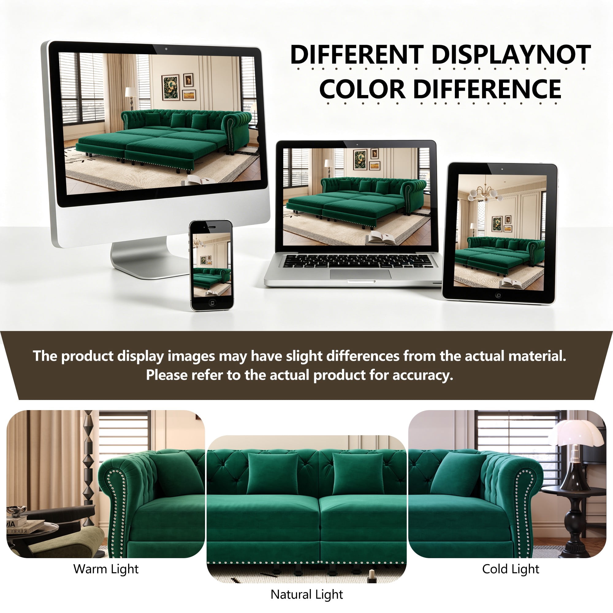 DEALTOPS 89" Velvet King Size Pull-Out Sofa Bed, 3-in-1 Convertible Sleeper Sofa with Ottoman & 4 Pillows, Green