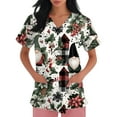 thumbnail image 4 of Garbnen Scrub Top for Woman Merry Christmas Scrub Top Women Short Sleeve V Neck Snowman Print Nurse Uniform with Pockets, 4 of 6