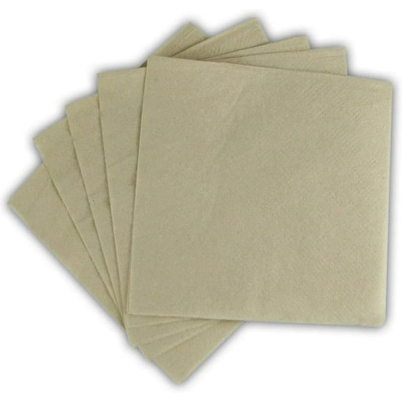 Brown Kraft Paper Napkins - Disposable, Biodegradable, Eco-Friendly Bulk Unbleached Kraft Lunch Napkin 1-PLY for Restaurants, Home, Parties, BBQ, and Crafts - Natural Tan 13x12 Unfolded (500)