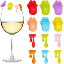 12 Pcs Silicone Drink Markers 2 Styles 12 Colors Lips Wine Glass Teardrop Drink Cup Bottle Label Mugs Tag for Bar Party Wedding Tea Bags Champagne Martinis Cocktail Stem Glasses Guest