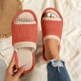thumbnail image 2 of Tqyyweavej Terry Cloth Open Toe Slippers for Women Memory Foam Slip On House Slippers Color Block Comfy Corduroy Indoor Outdoor Shoes, 2 of 10