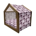 thumbnail image 2 of Japanese Pet House, Traditional Cherry Blossom Sakura Branches Butterflies on Large Polka Dots, Outdoor & Indoor Portable Dog Kennel with Pillow and Cover, 5 Sizes, Pale Pink Plum, by Ambesonne, 2 of 5