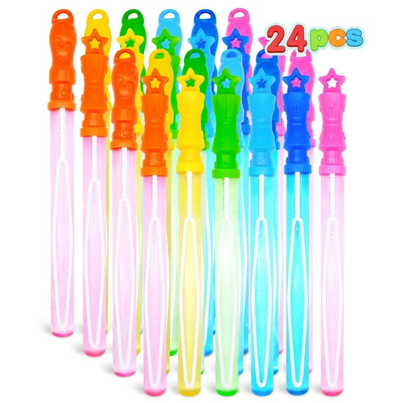 Syncfun 24pcs 14" Bubble Wands Assortment, 6 Colors Big Bubble Wands for Party Favors Kids Summer Toys, Easter Outdoor Play, Birthday Party Favors