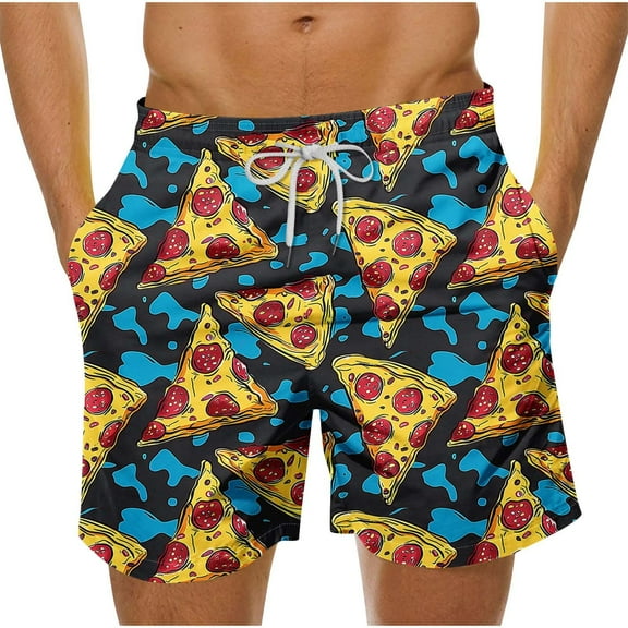 Stamzod Hawaiian Mens Bathing Suit Fashion Tropical Printing Casual Breathable Stretch Vacation Beach Shorts with Pocket Summer Plus Size Mens Bathing Suit Multi-color J L